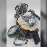 Abalone Inlaid Tree of Life Pendant Necklace w/ Bracelets