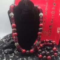Dark Red Brecciated Jasper & Red Wood Set
