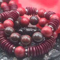 Dark Red Brecciated Jasper & Red Wood Set - Image 4