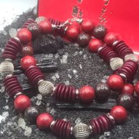 Dark Red Brecciated Jasper & Red Wood Set - Image 5