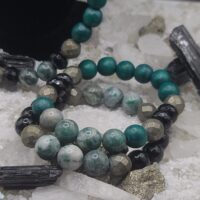 Natural Pyrite in Green Jade & Onyx Necklace/Bracelet Stack - Image 5