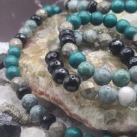 Natural Pyrite in Green Jade & Onyx Necklace/Bracelet Stack - Image 2