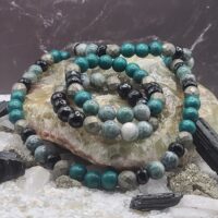 Natural Pyrite in Green Jade & Onyx Necklace/Bracelet Stack - Image 3