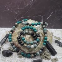 Natural Pyrite in Green Jade & Onyx Necklace/Bracelet Stack - Image 4