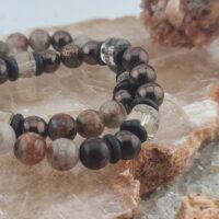 Mix Phantom Quartz & Chocolate Hematite Bracelet Stack